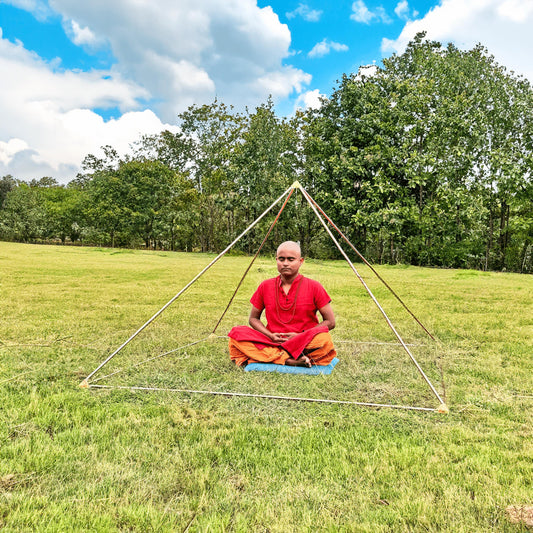Copper Lite Duty Giza Meditation Pyramid 7 Feet Base with 5 corner connectors and 8 main pipes with Handmade orgonite connectors