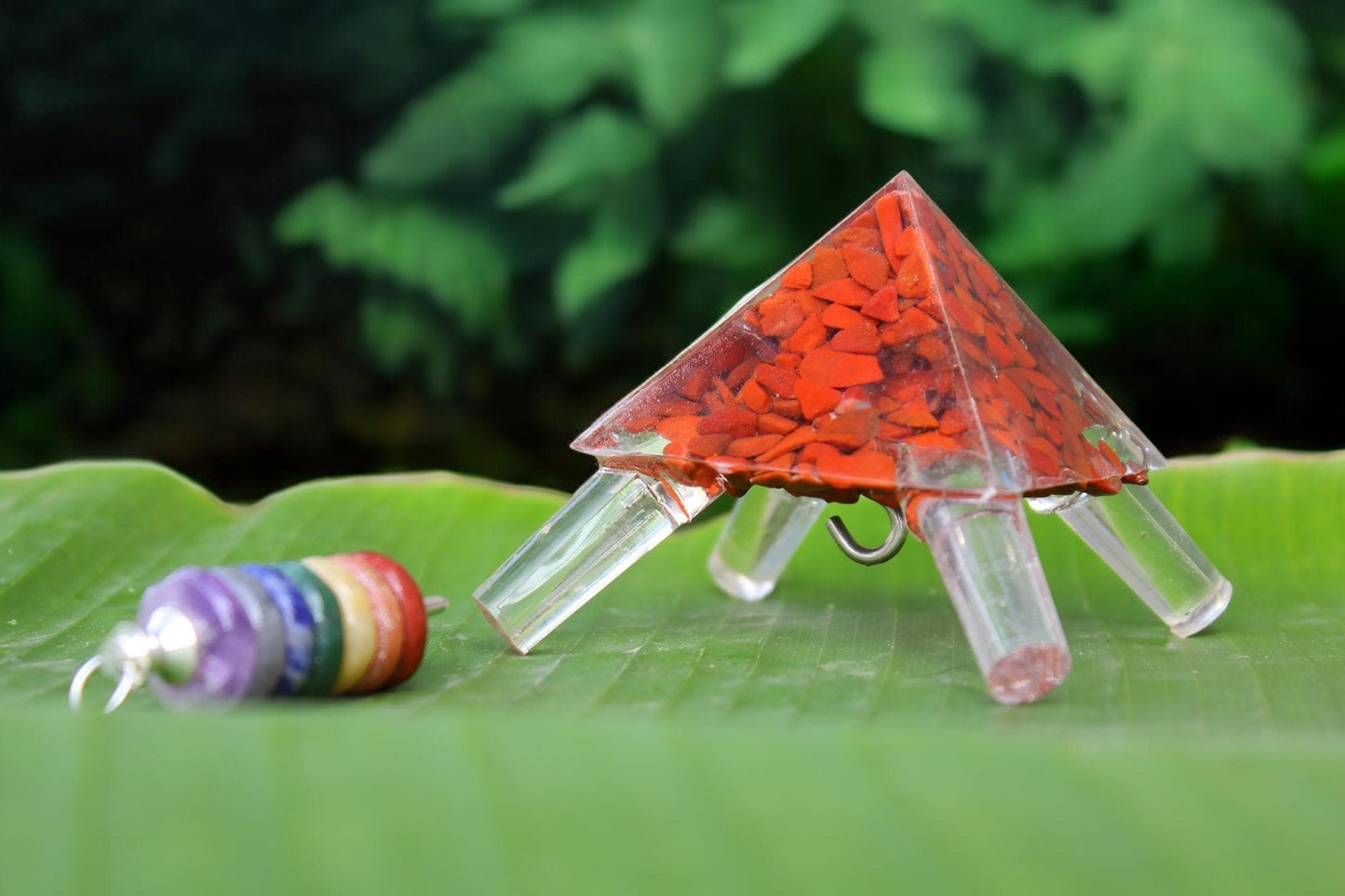 Copper/orgonite Heavy Duty Giza Meditation Pyramid 6 Feet Base Portable Version with orgonite top made up of natural Crystals