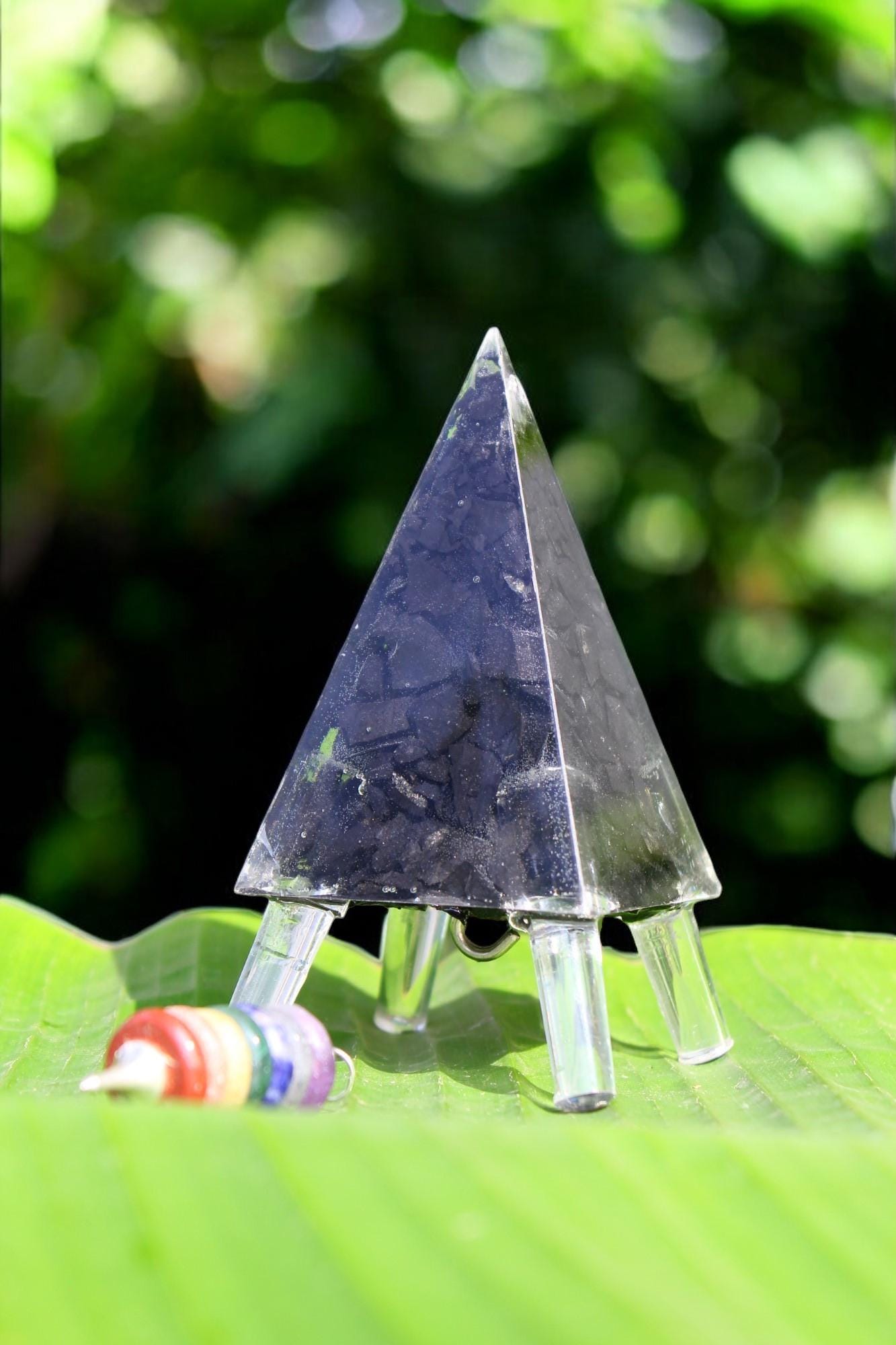 Copper/orgonite Heavy Duty Nubian Meditation Pyramid 5 Feet Base Portable Version with orgonite top made up of natural Crystals
