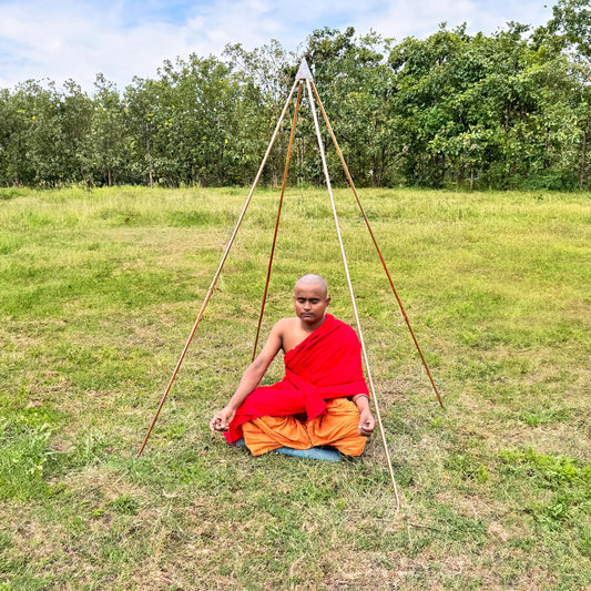Copper/orgonite Heavy Duty Nubian Meditation Pyramid 4 Feet Base Portable Version with orgonite top made up of natural Crystals