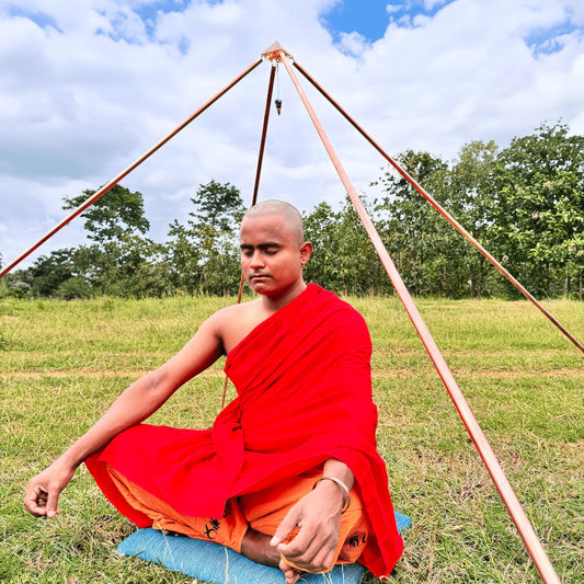 Copper/orgonite Heavy Duty Giza Meditation Pyramid 6 Feet Base Portable Version with orgonite top made up of natural Crystals
