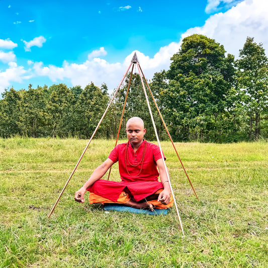 Copper/orgonite Lite Duty Nubian Meditation Pyramid 3 Feet Base Portable Version with orgonite top made up of natural Crystals